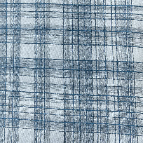 24" Blue Check Cotton Blend Throw Pillow With Embroidery