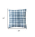 24" Blue Check Cotton Blend Throw Pillow With Embroidery