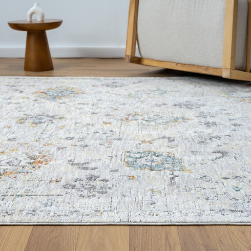 8' Ivory And Blue Floral Runner Rug