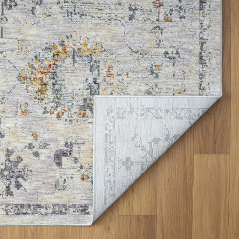 8' Ivory And Blue Floral Runner Rug