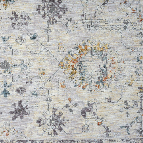 8' Ivory And Blue Floral Runner Rug