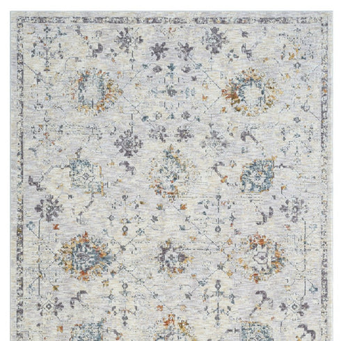 5' X 8' Ivory and Blue Floral Area Rug