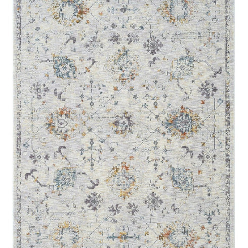 5' X 8' Ivory and Blue Floral Area Rug