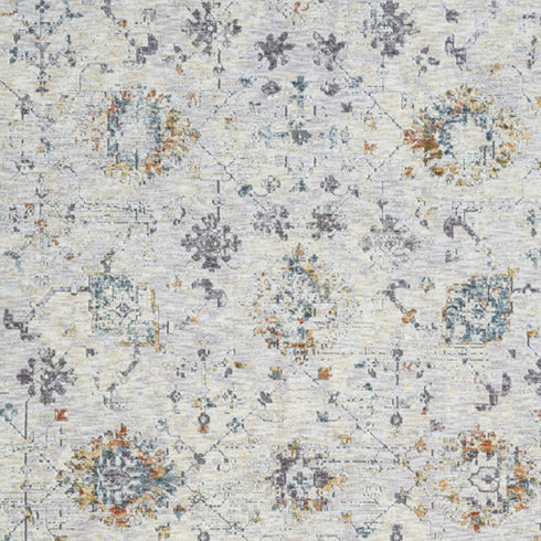 5' X 8' Ivory and Blue Floral Area Rug
