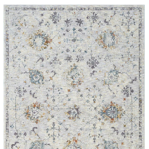 5' X 8' Ivory and Blue Floral Area Rug