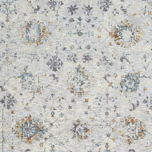 5' X 8' Ivory and Blue Floral Area Rug