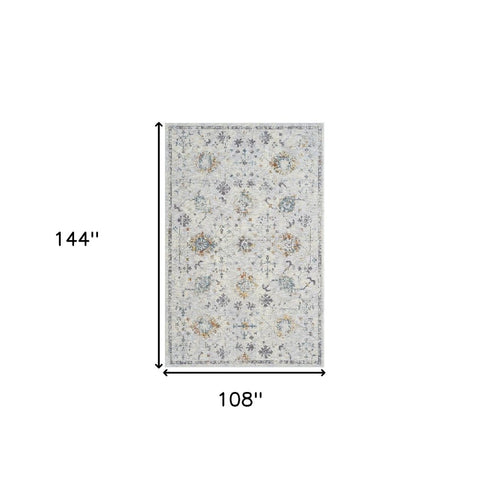 5' X 8' Ivory and Blue Floral Area Rug