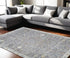 9' X 12' Gray and Ivory Floral Area Rug