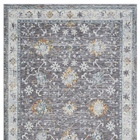 5' X 8' Gray and Ivory Floral Area Rug