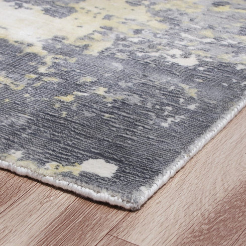 9' X 12' Gray and Yellow Abstract Hand Loomed Area Rug
