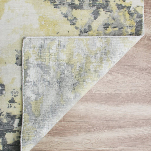 9' X 12' Gray and Yellow Abstract Hand Loomed Area Rug