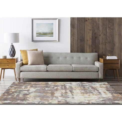 9' X 12' Brown and Tan Abstract Wool Blend Hand Loomed Area Rug