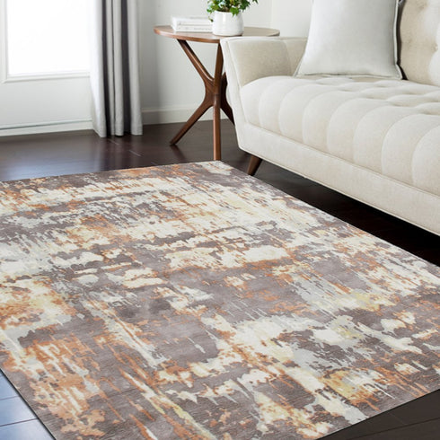 9' X 12' Brown and Tan Abstract Wool Blend Hand Loomed Area Rug