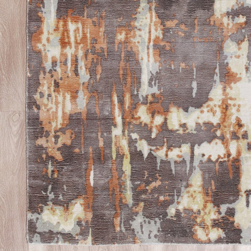 9' X 12' Brown and Tan Abstract Wool Blend Hand Loomed Area Rug