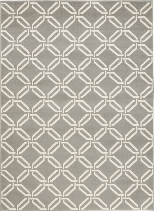 5' X 7' Gray and Ivory Trellis Non Skid Area Rug