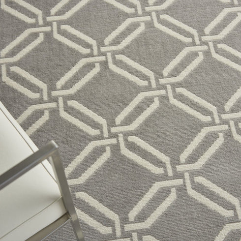 5' X 7' Gray and Ivory Trellis Non Skid Area Rug