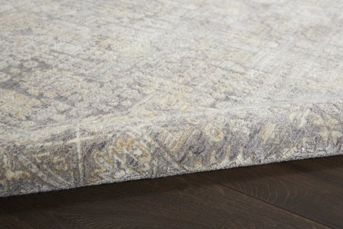 5' X 8' Gray And Beige Floral Non Skid Area Rug With Fringe