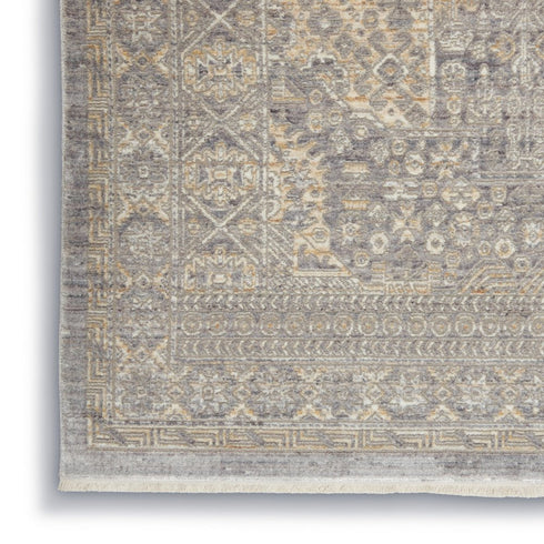5' X 8' Gray And Beige Floral Non Skid Area Rug With Fringe