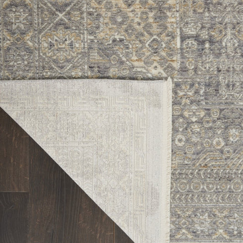 5' X 8' Gray And Beige Floral Non Skid Area Rug With Fringe