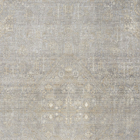 5' X 8' Gray And Beige Floral Non Skid Area Rug With Fringe