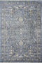 5' X 8' Blue And Cream Floral Non Skid Area Rug With Fringe