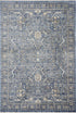 5' X 8' Blue And Cream Floral Non Skid Area Rug With Fringe