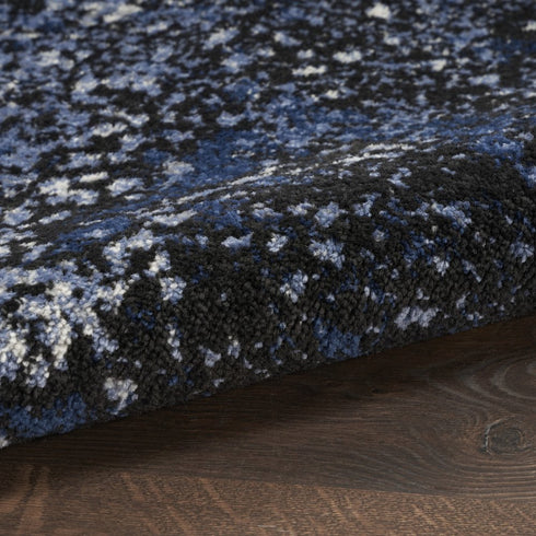 6' X 9' Blue And Black Abstract Area Rug