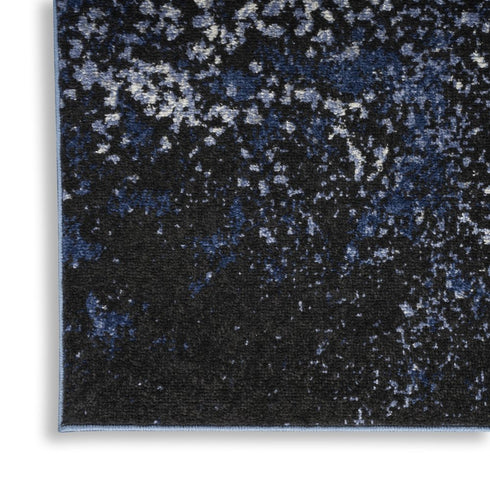 6' X 9' Blue And Black Abstract Area Rug