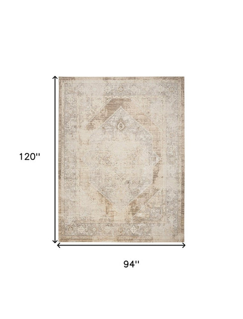 8' X 10' Beige Geometric Area Rug