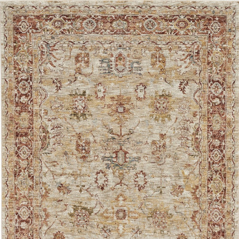 5' X 8' Ivory And Red Floral Distressed Area Rug