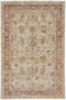 5' X 8' Ivory And Red Floral Distressed Area Rug