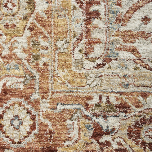 5' X 8' Ivory And Red Floral Distressed Area Rug