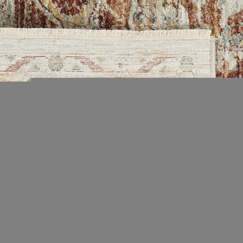 5' X 8' Ivory And Red Floral Distressed Area Rug