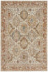 5' X 8' Ivory And Red Geometric Distressed Area Rug