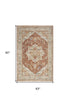 5' X 8' Ivory And Brown Floral Distressed Area Rug