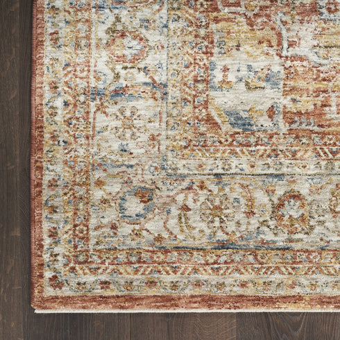 5' X 8' Ivory And Brown Floral Distressed Area Rug
