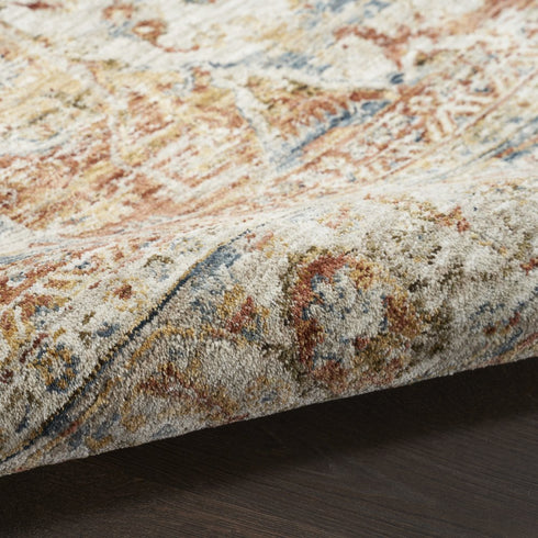 5' X 8' Ivory And Brown Floral Distressed Area Rug