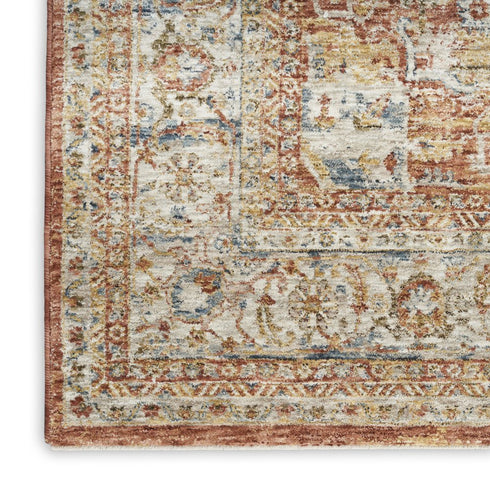 5' X 8' Ivory And Brown Floral Distressed Area Rug