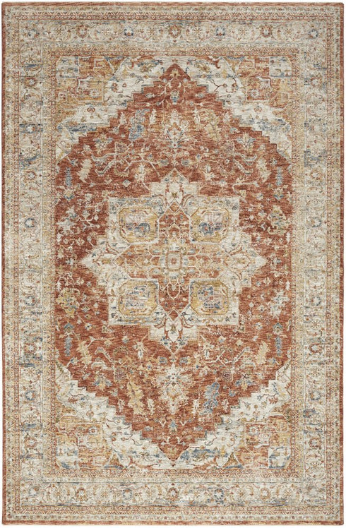 5' X 8' Ivory And Brown Floral Distressed Area Rug