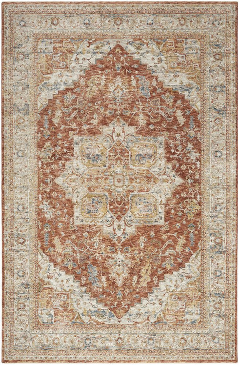 5' X 8' Ivory And Brown Floral Distressed Area Rug