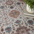 8' X 10' Ivory and Red Floral Distressed Non Skid Area Rug
