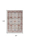 8' X 10' Ivory and Red Floral Distressed Non Skid Area Rug