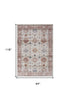 8' X 10' Ivory and Red Floral Distressed Non Skid Area Rug