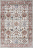 8' X 10' Ivory and Red Floral Distressed Non Skid Area Rug