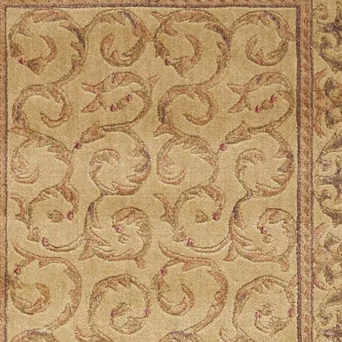 8' Ivory And Gold Floral Non Skid Runner Rug