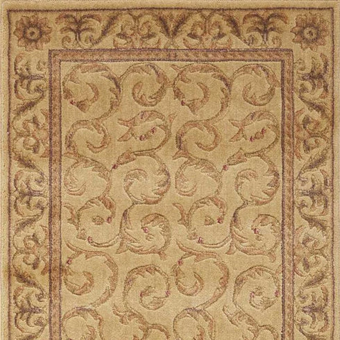 8' Ivory And Gold Floral Non Skid Runner Rug