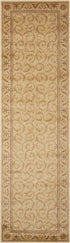 8' Ivory And Gold Floral Non Skid Runner Rug