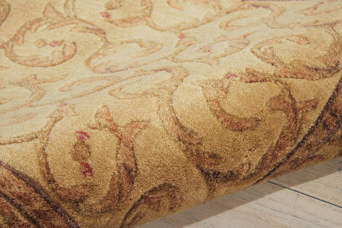 8' Ivory And Gold Floral Non Skid Runner Rug