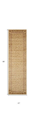 8' Ivory And Gold Floral Non Skid Runner Rug