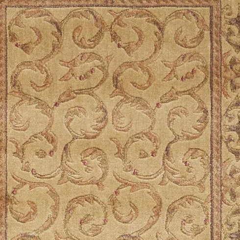 8' Ivory And Gold Floral Non Skid Runner Rug